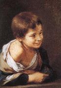 Bartolome Esteban Murillo Window, smiling boy oil painting on canvas
